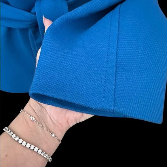 Ann Taylor Vibrant Blue Belted Spring Coat NWOT Lined w Pockets | Size L Petite - Picture 4 of 13